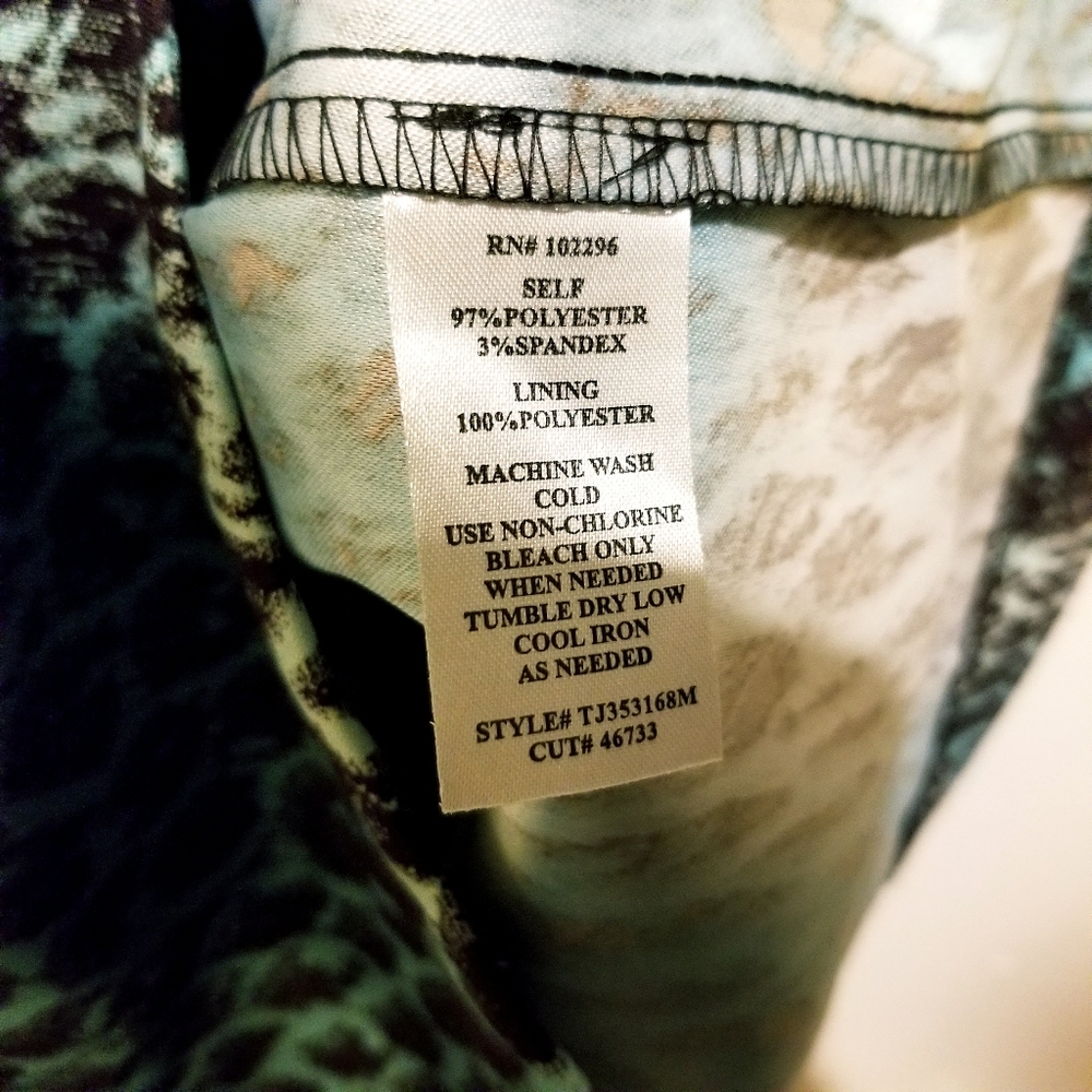 CONNECTED Brown Teal Green Sleeveless Snake Animal Print Tiered Sheath Dress 12 - Picture 6 of 9